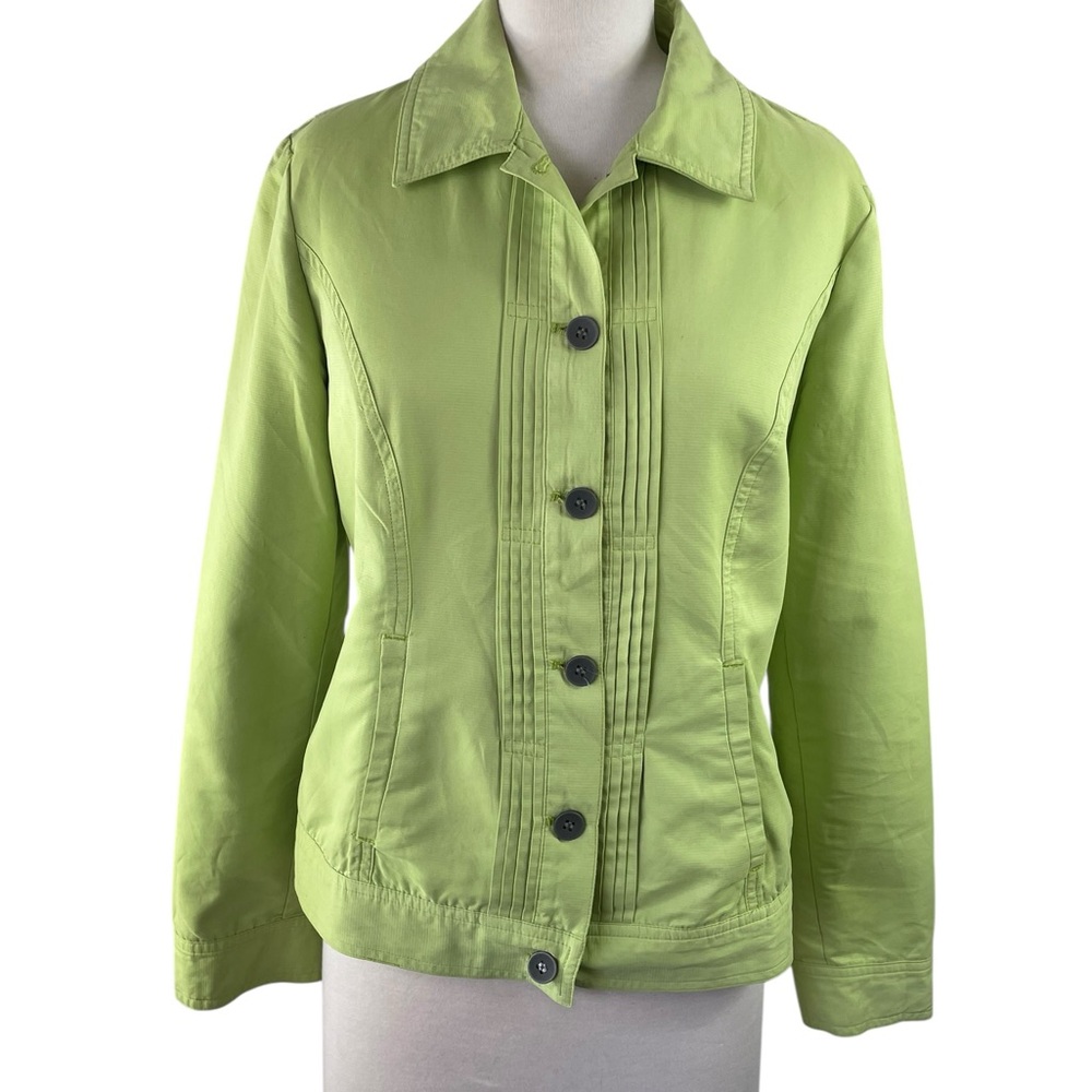 Chico's Light Green Women's Button-Front Jacket Cuffed Sleeves, Size‎ 4